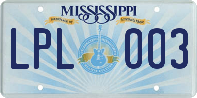 MS license plate LPL003