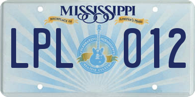 MS license plate LPL012