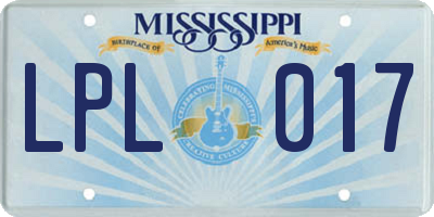 MS license plate LPL017