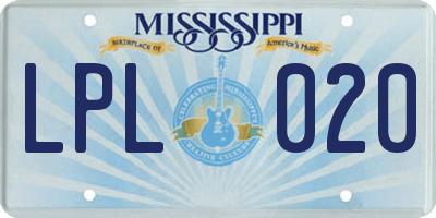 MS license plate LPL020