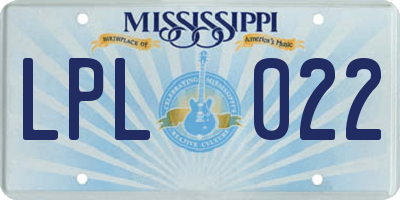 MS license plate LPL022
