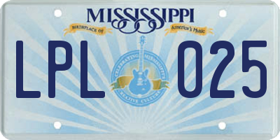 MS license plate LPL025
