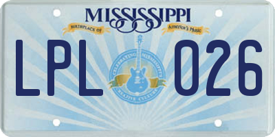 MS license plate LPL026