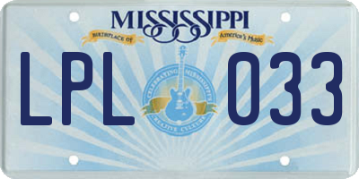 MS license plate LPL033