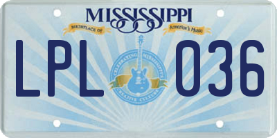 MS license plate LPL036