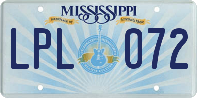 MS license plate LPL072