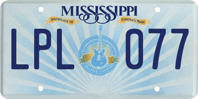MS license plate LPL077