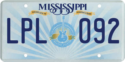 MS license plate LPL092