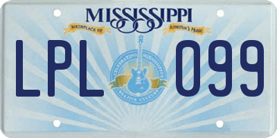 MS license plate LPL099