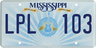 MS license plate LPL103