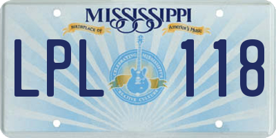MS license plate LPL118