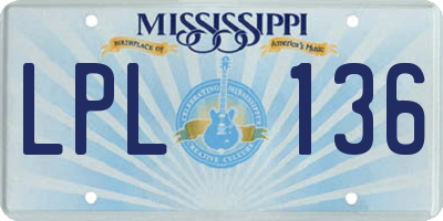MS license plate LPL136