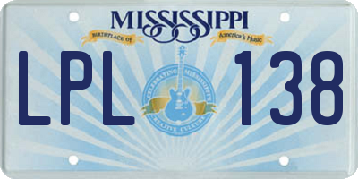 MS license plate LPL138