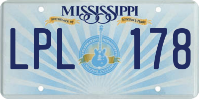 MS license plate LPL178