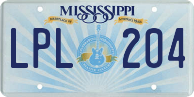MS license plate LPL204