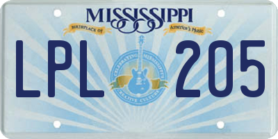 MS license plate LPL205