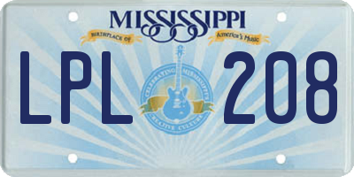 MS license plate LPL208