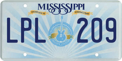 MS license plate LPL209