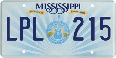 MS license plate LPL215
