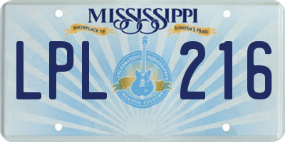 MS license plate LPL216