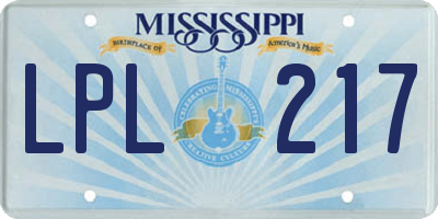 MS license plate LPL217