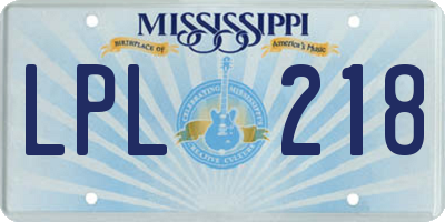MS license plate LPL218