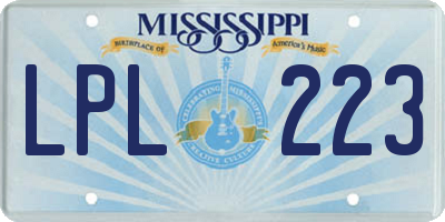 MS license plate LPL223