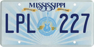 MS license plate LPL227