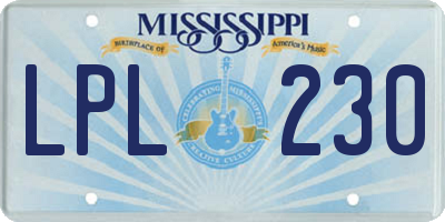 MS license plate LPL230