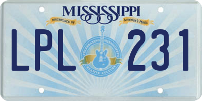 MS license plate LPL231