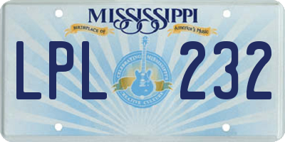 MS license plate LPL232