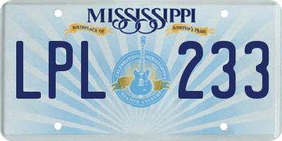 MS license plate LPL233