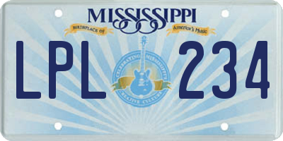 MS license plate LPL234