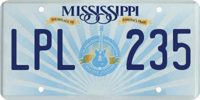 MS license plate LPL235