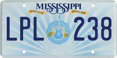 MS license plate LPL238