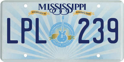 MS license plate LPL239