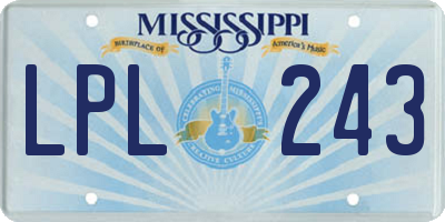 MS license plate LPL243
