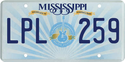 MS license plate LPL259