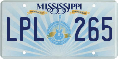 MS license plate LPL265