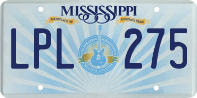MS license plate LPL275