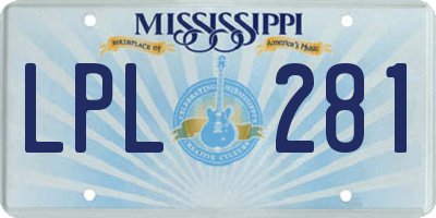 MS license plate LPL281