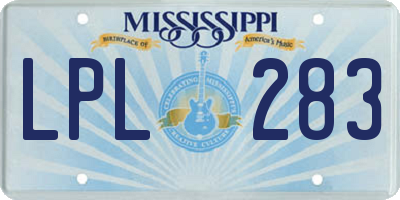 MS license plate LPL283