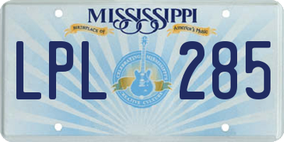 MS license plate LPL285