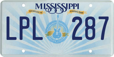 MS license plate LPL287
