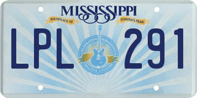 MS license plate LPL291