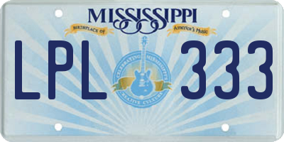 MS license plate LPL333