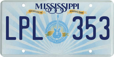 MS license plate LPL353