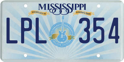 MS license plate LPL354