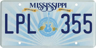 MS license plate LPL355