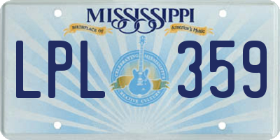 MS license plate LPL359